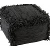 Pouf Crochete Carre Cuir Noir