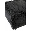 Pouf Crochete Carre Cuir Noir