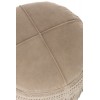 Pouf Franges Rond Cuir Gris Clair