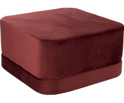 Pouf Carre Bas Velours Rouge