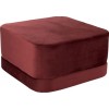 Pouf Carre Bas Velours Rouge