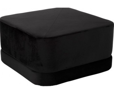 Pouf Carre Bas Velours Noir