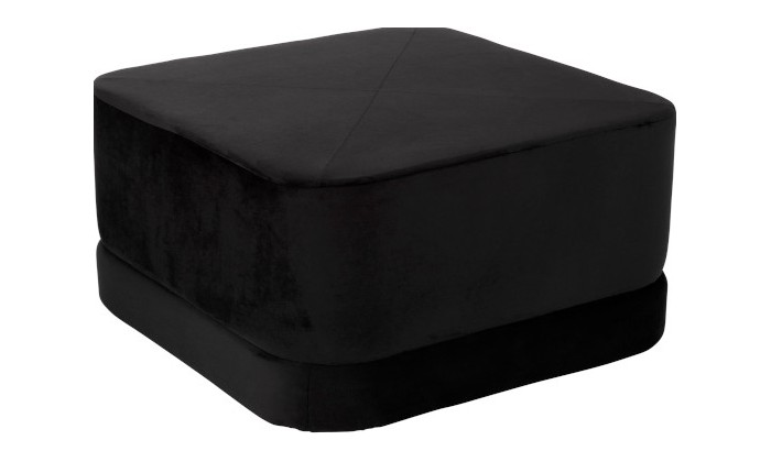 Pouf Carre Bas Velours Noir