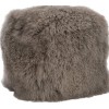 Pouf Long Carre Laine D'agneau Gris