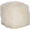 Pouf Long Carre Laine D'agneau Blanc