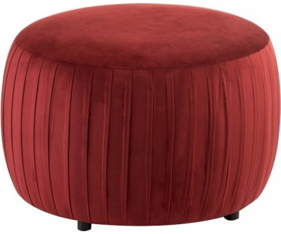 Pouf Rond Velours Bordeaux