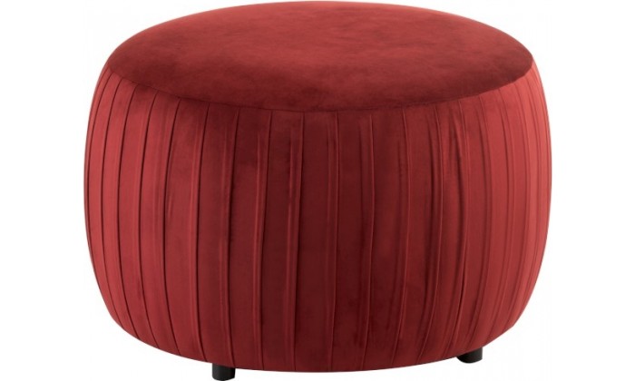 Pouf Rond Velours Bordeaux