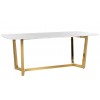 Table de salle à manger ultra design en acier inoxydable gold poli et marbre blanc MODENA