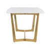 Table de salle à manger ultra design en acier inoxydable gold poli et marbre blanc MODENA