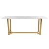 Table de salle à manger ultra design en acier inoxydable gold poli et marbre blanc MODENA