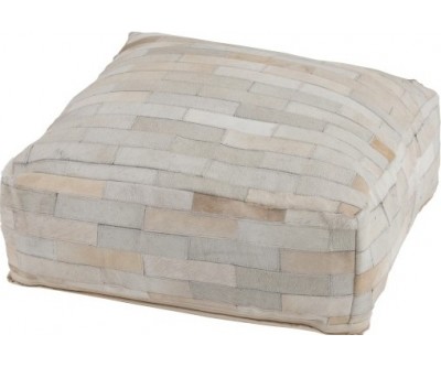 Pouf Noisette Cuir Blanc