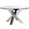 Table de salle à manger rond ultra design en acier inoxydable silver avec incl. verre CALVIN