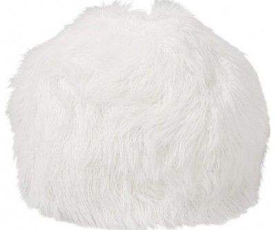 Pouf Poils Longs Fourrure Artificielle Blanc