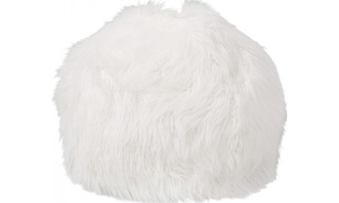 Pouf Poils Longs Fourrure Artificielle Blanc