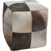 Pouf Carre Vraie Peau Marron/Gris 44X45Cm