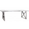 Table de salle à manger ultra design en acier inoxydable silver poli et marbre blanc