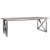 Table de salle à manger ultra design en acier inoxydable silver vieux bois d'orme Naturel RENO