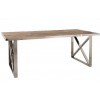Table de salle à manger ultra design en acier inoxydable silver vieux bois d'orme Naturel RENO