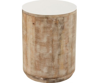 Tabouret Bois De Manguier Blanc