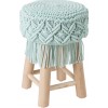 Pouf Macrame Coton/Bois Aqua