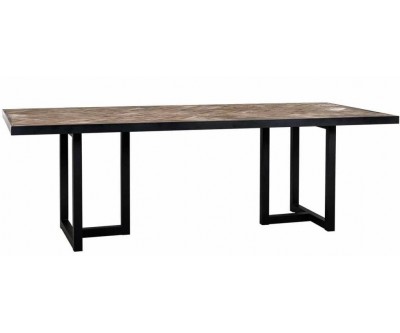 Table à dîner large design en acier vieux bois d'orme naturel RENO
