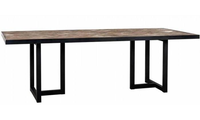 Table à dîner large design en acier vieux bois d'orme naturel RENO