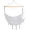 Chaise Suspendue Pompons Coton Blanc