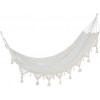 Chaise Suspendue Pompons Coton Blanc