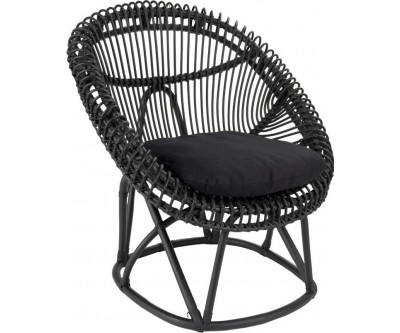 Chaise+Coussin Roco Rotin Noir