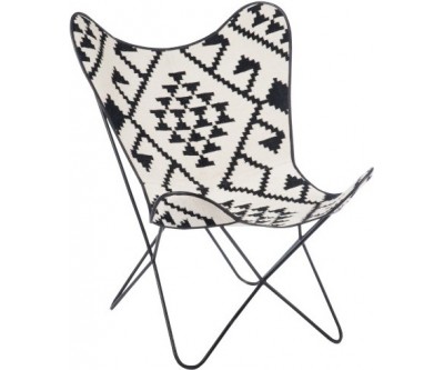 Chaise Lounge Jute/Metal Noir/Blanc