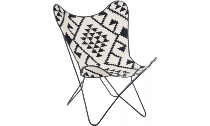 Chaise Lounge Jute/Metal Noir/Blanc