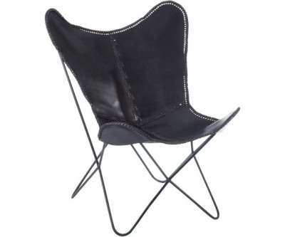 Chaise Lounge Cuir/Metal Noir