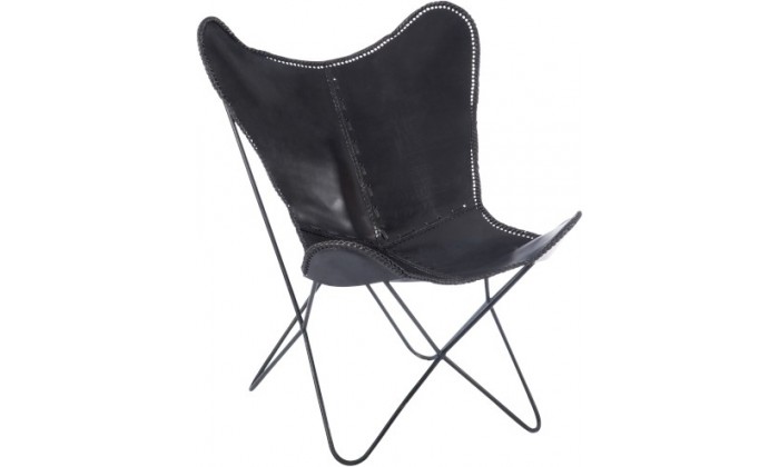 Chaise Lounge Cuir/Metal Noir