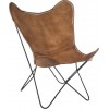 Chaise Lounge Cuir/Metal Cognac