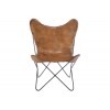 Chaise Lounge Cuir/Metal Cognac