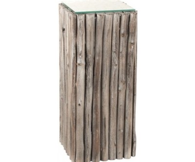 Socle Carre Morceaux Bois/Verre Grey Wash