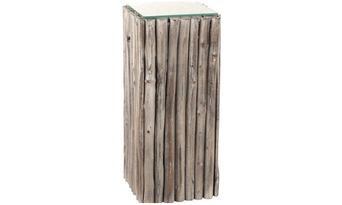 Socle Carre Morceaux Bois/Verre Grey Wash