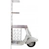 Bar Scooter 2 Planches 12 Bouteilles Metal/Bois Blanc/Naturel