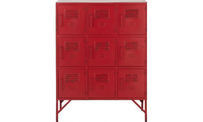 Armoire 9 Tiroirs Metal Rouge