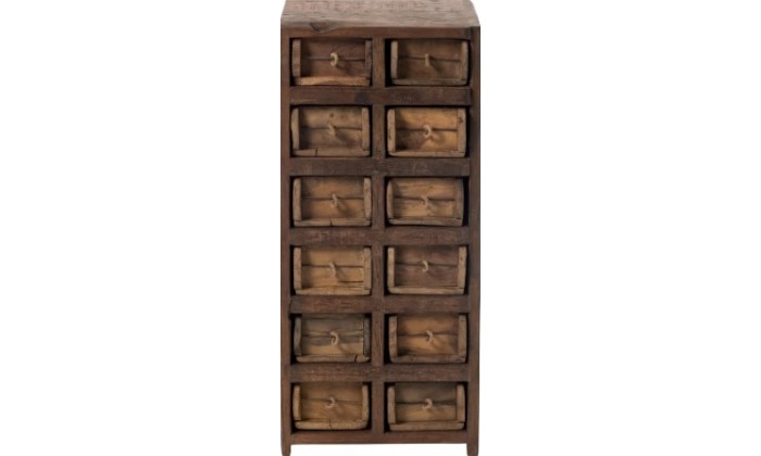 Armoire 12 Tiroirs Brut Bois Recycle Marron