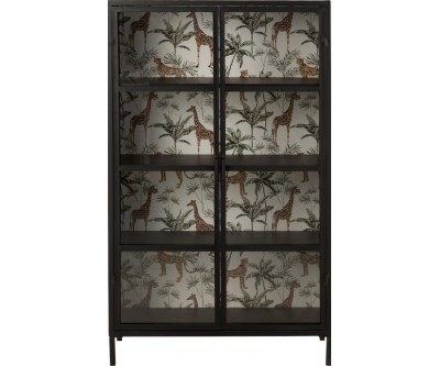 Armoire Animaux Safari 2 Portes Fer/Verre Noir