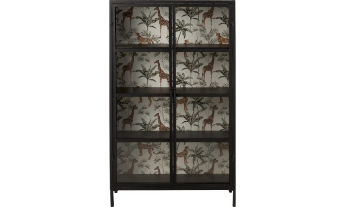 Armoire Animaux Safari 2 Portes Fer/Verre Noir