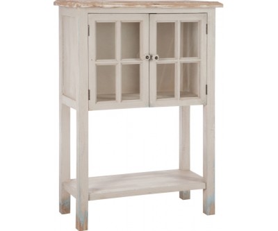 Armoire 2 Portes Vitre Bois/Verre Beige