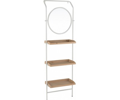 Etagere Miroir Rond Metal/Mdf Blanc