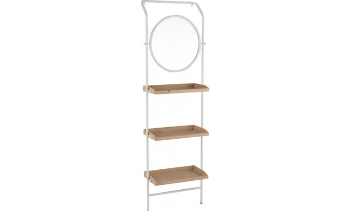 Etagere Miroir Rond Metal/Mdf Blanc