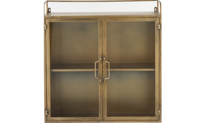 Armoire Murale 2 Portes Metal/Verre Antique Or