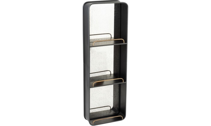 Etagere + Miroir Long Metal/Verre Noir