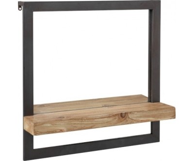 Etagere Murale 1 Planche + Miroir Bois/Metal Naturel