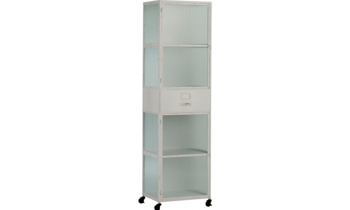 Armoire Haute 2 Portes/1 Tiroir Metal Blanc