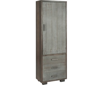 Armoire 1 Porte 3 Tiroirs Bois Gris/Naturel